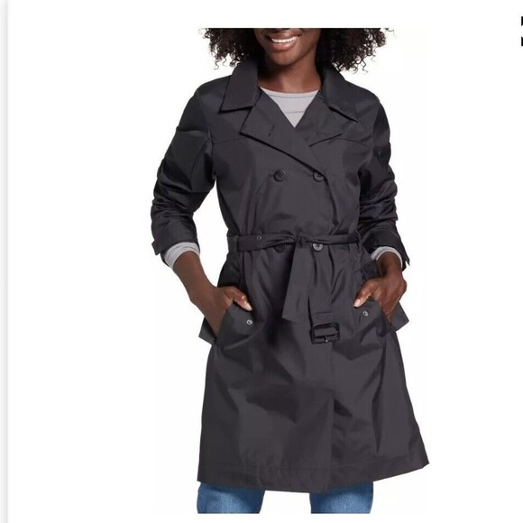 THE NORTH FACE CITY RAIN TRENCH Coat JACKET Belted WOMENs XS Black Nylon No Hood - Picture 1 of 15